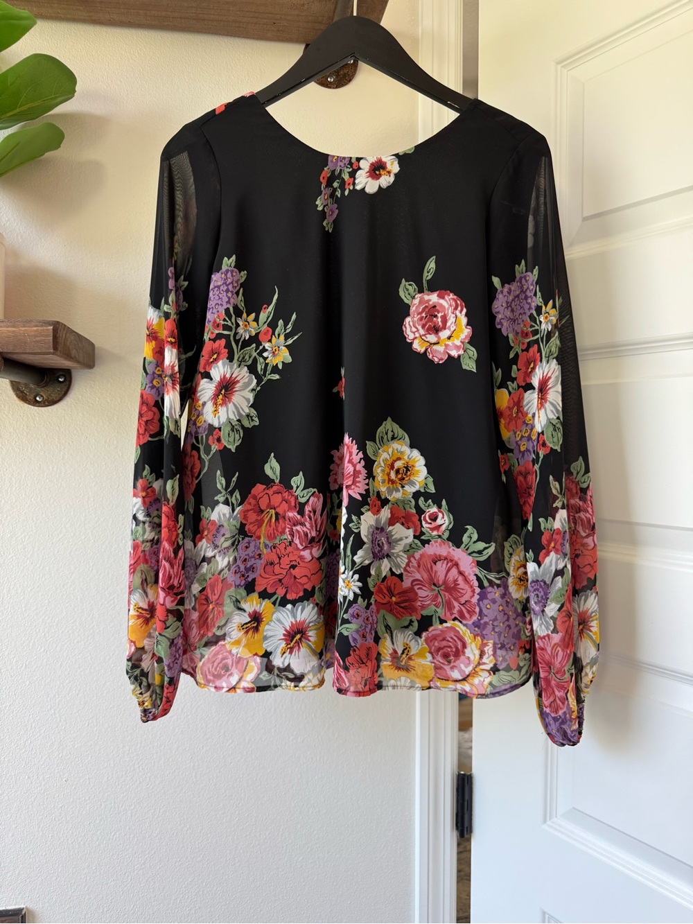 Show Me Your MuMu Black Floral Long-Sleeve Blouse